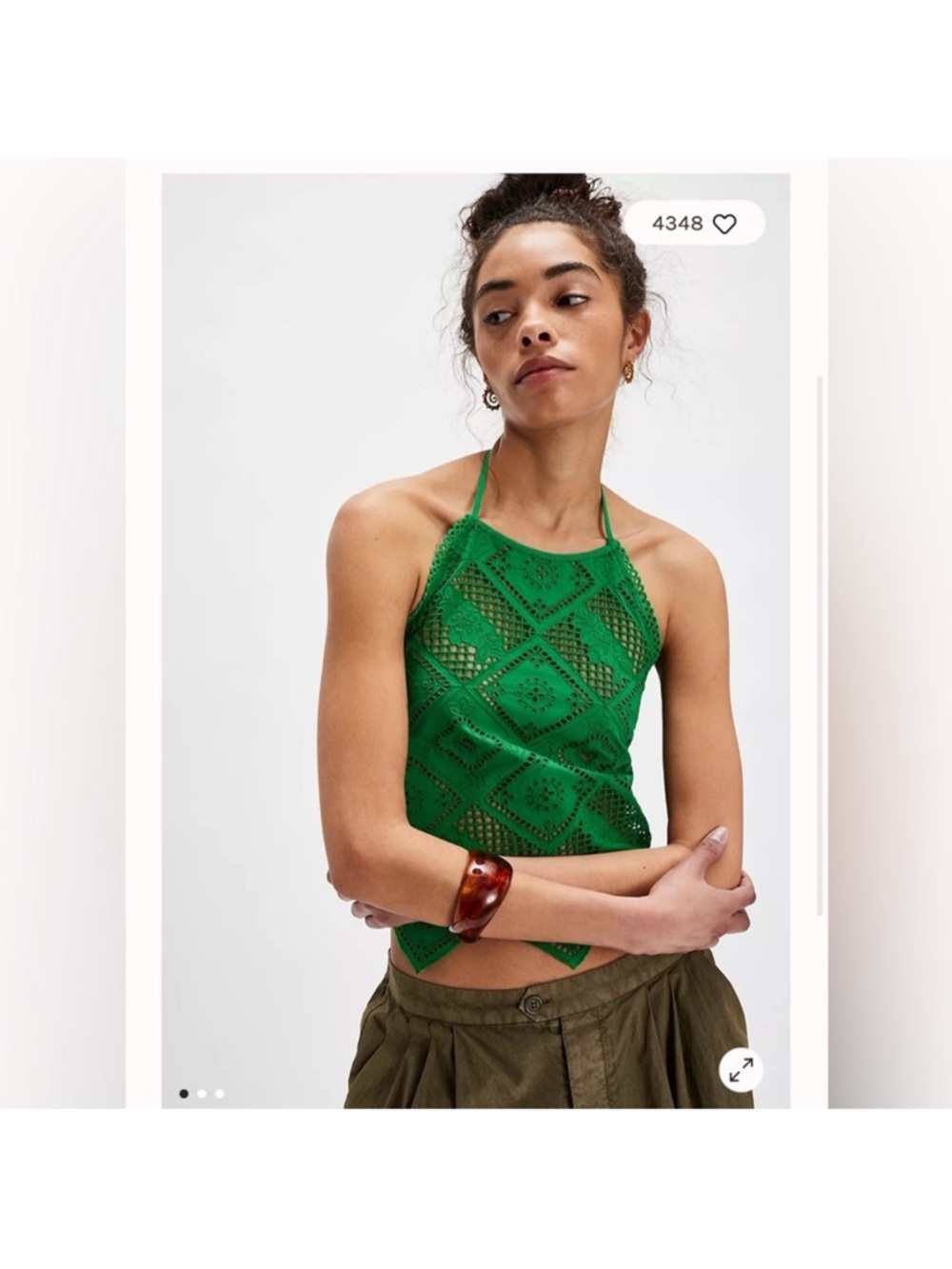 Free People hankie halter top kelly green combo NWT Size Small